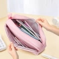 thumbnail image 4 of Rirool Large Capacity Pencil Case with Initial Letter, Expandable Pencil Pouch with Zipper, Cute Aesthetic Pen Bag for School Supplies, Kids Teen Girls Adults Pink, 4 of 5