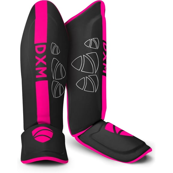 DXM SPORTS MMA Shin Guards with Instep, Padded Support - Small, Pink