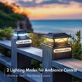 thumbnail image 3 of PASAMIC Solar Post Cap Lights 4 Pack, Solar Post Lights Outdoor Waterproof with 2 Color Modes, IP44 Deck Solar Powered for 4x4, 5x5, 6x6 Vinyl/Wooden Posts, Decorate Deck, Patio, Porch, Fence, 3 of 7