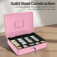 thumbnail image 4 of Cash Box with Money Tray and Lock Metal Cash Box for Small Businesses Compartment Money Box with Removable Tray and Key Portable Storage for Checks and Coins, 4 of 8