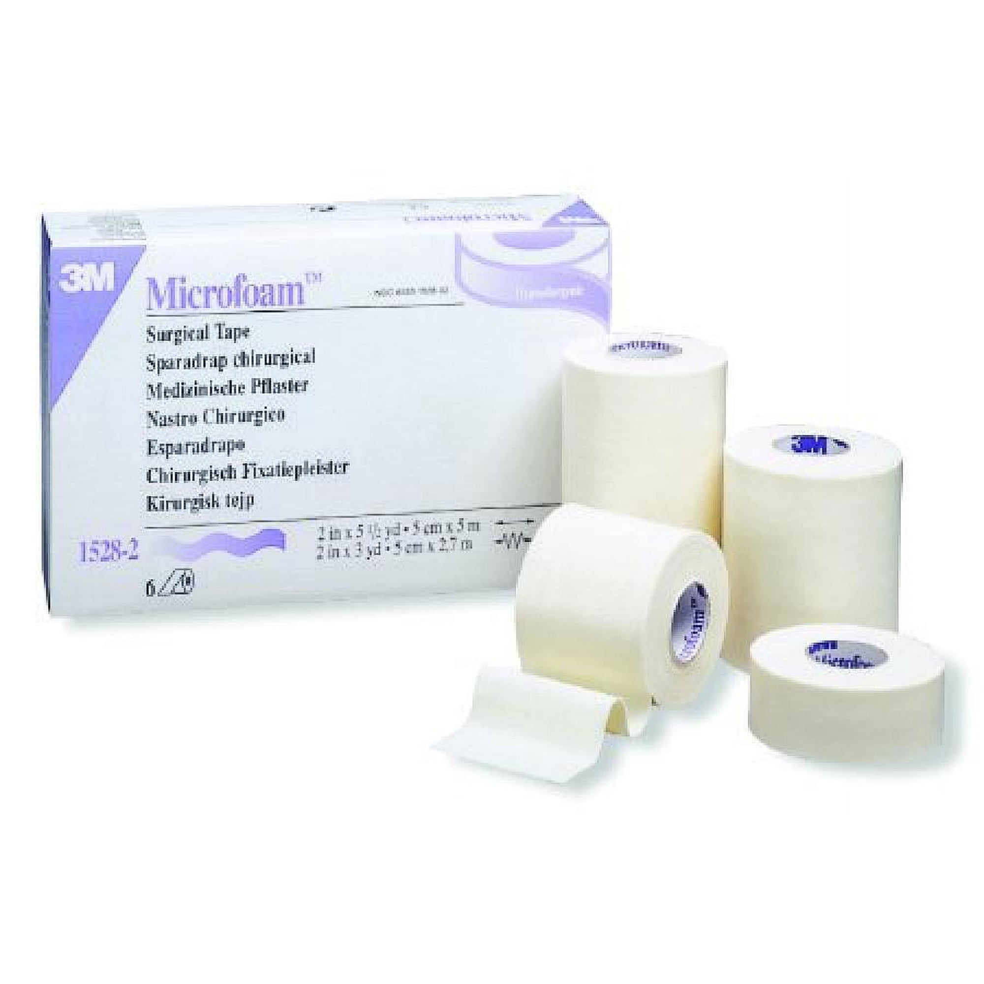 3M Microfoam Surgical Tape - Foam/Acrylic Adhesive, Water Resistant, 2 Inches x 5.5 Yards, White, 36 Count