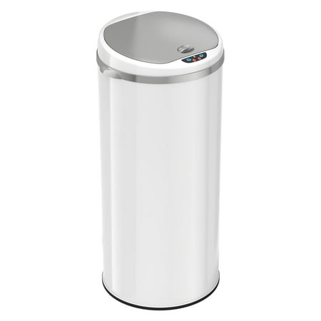 iTouchless - 13-Gal. Round Deodorizer Sensor Trash Can - Matte Black