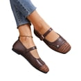 thumbnail image 5 of HTHLVMD Woven Toe Cap Women's Shoes, Square Toe Ankle Strap Flats, Women's Comfortable Walking Shoes, Woven Mary Jane Flats for Women With Memory Foam Insole, Comfortable Mesh Ballet Flats, Brown 5.5, 5 of 8