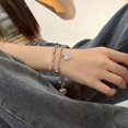 thumbnail image 2 of Heart Shaped Titanium Steel Bracelet Double Layered Stylish Accessory for All Z7, 2 of 8