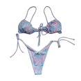 thumbnail image 1 of Fvwitlyh Maillot de Bain Deux Pièces pour Femmes, String à Nouer sur le Côté, Bikini Triangle, 1 of 4