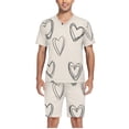 thumbnail image 5 of joogoo Men's Pajama Set Hearts Drawn V-Neck Pj Shorts Set 2 Piece Loungewear Sleepwear XL, 5 of 7