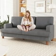 thumbnail image 6 of AAQZ 87" Corduroy Sofa Couch for Living Room, 3 Seater Deep Seat Comfy Couch in a Box, 2 Cushions, 2 Pillows Tool-Free Setup,Gray, 6 of 10