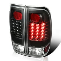 Spec-D Tuning Black Housing Clear Lens LED Tail Lights Compatible with 1997-2003 Ford F150, 1999-2007 Ford F250/F350/F450/F550 Super Duty, Left   Right Pair Assembly