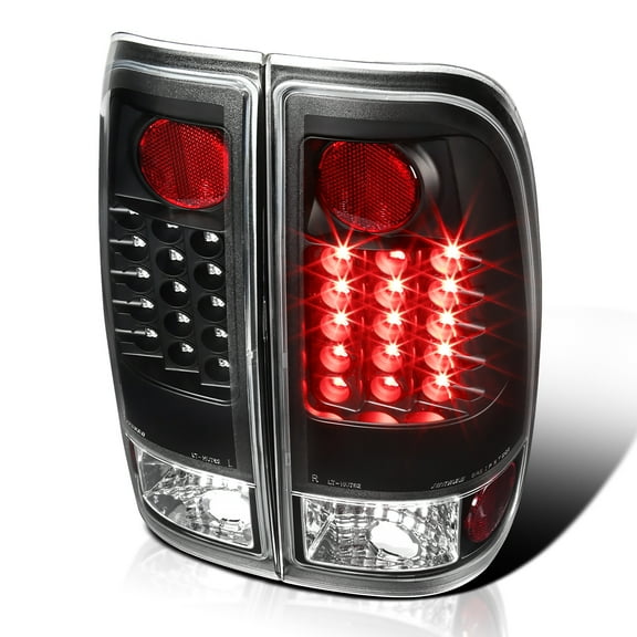 Spec-D Tuning Black Housing Clear Lens LED Tail Lights Compatible with 1997-2003 Ford F150, 1999-2007 Ford F250/F350/F450/F550 Super Duty, Left   Right Pair Assembly