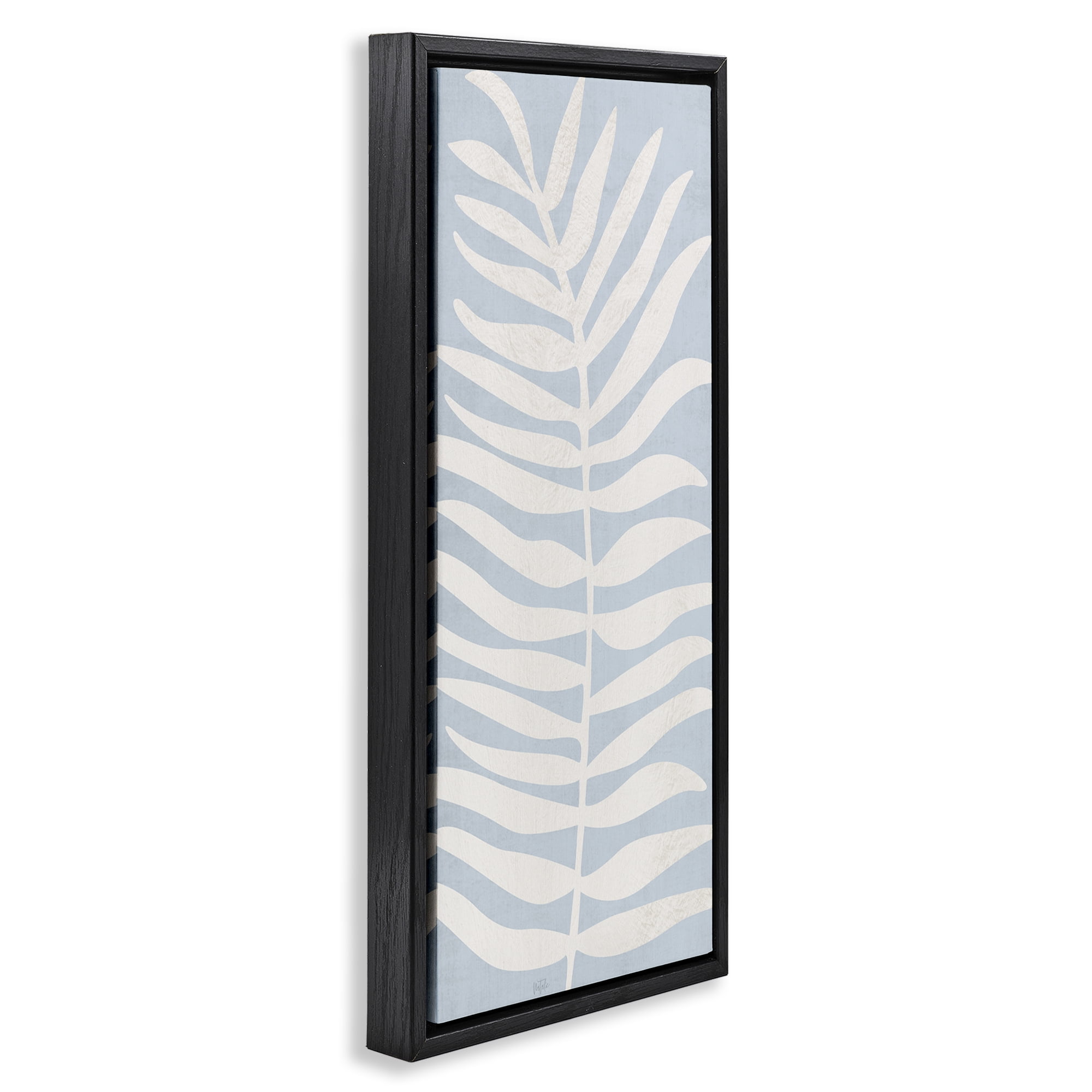 Stupell Industries Minimal Leaf Silhouette Black Framed Floater Canvas Wall Art, design by Natalie Carpentieri