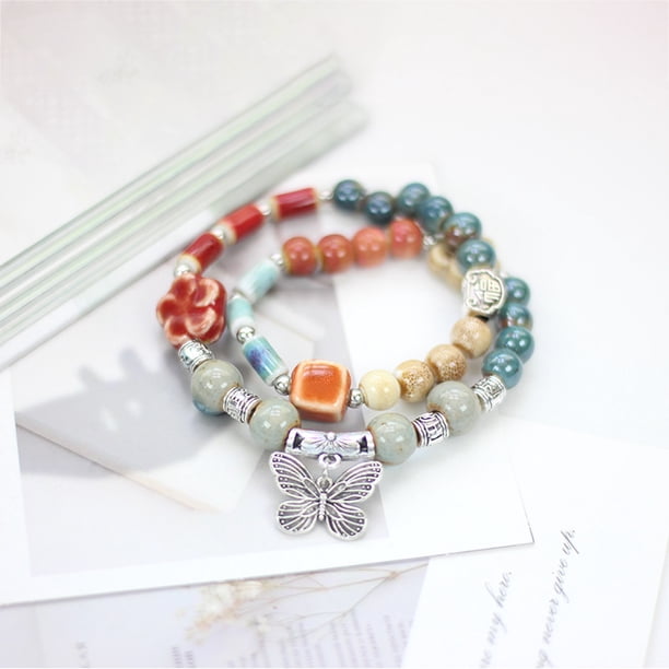 Accesorios envueltos doble estilo étnico pulsera de cerámica pulsera de cuentas mujer alto sentido