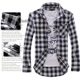 thumbnail image 5 of Camisa a cuadros para hombre, camisa informal con botones y cuadros, manga larga, ajustada, para primavera y otoño, de marca, suave y cómoda, a la moda, 5 of 5