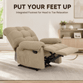 thumbnail image 5 of UHOMEPRO Recliner Chair for Adults, Manual Recliner with Side Lever and Padded Footrest, Overstuffed Fabric Armchair with Side Pockets for Living Room, Reading and Small Spaces, Camel, 5 of 10
