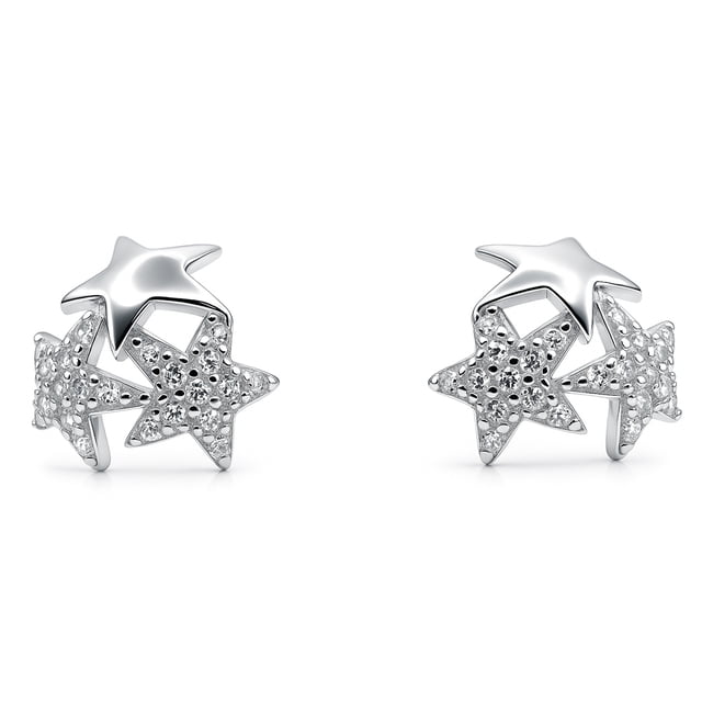 Aretes de plata .925 BELLAPLATA MF broquel Estrellas de noche de plata con circonias brillantes