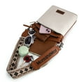 thumbnail image 6 of Montana West Multi Zip Pocket Large Crossbody Bag With Guitar Strap, Brown/Beige, 6 of 8