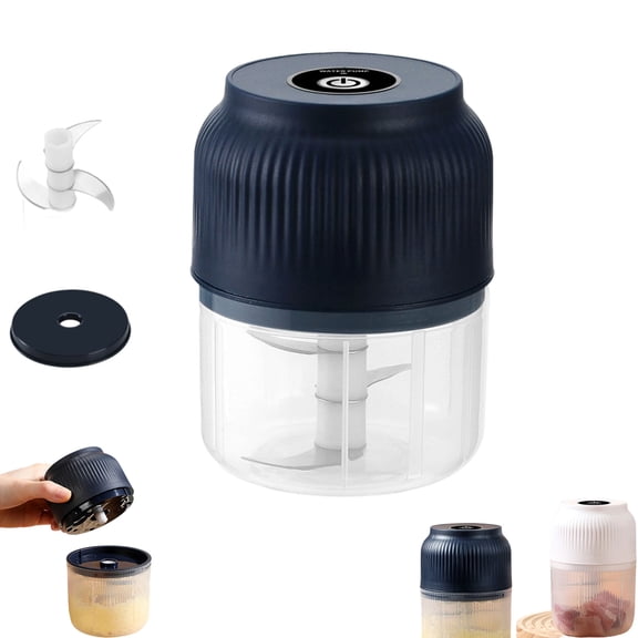 Electric Garlic Chopper,Portable Mini 3/4/6 Blades Household Crusher with Lid & Egg Beater for Garlic,Onion & Ginger