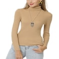thumbnail image 3 of Chemise à Manches Longues pour Femmes Décontractée Couleur Unie Thermique Col Roulé Chemises Blouse Noir 3TG, 3 of 3