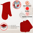 thumbnail image 6 of Kitchen Towel Home Collection, Quilted Pot Holders Oven Mitts Dish Drying Mat & Microfiber Scrubber for Home Kitchen Cooking Baking Decorative Dishcloth Gift Set of 6 Red with Free RGSB Spatula, 6 of 7