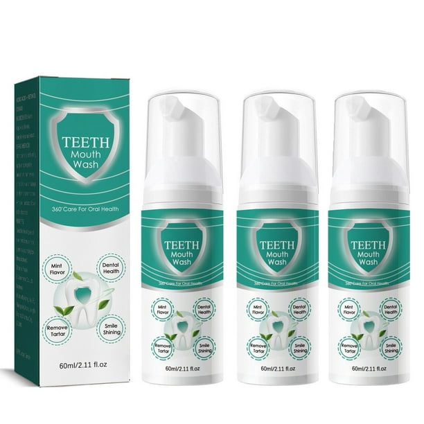 Enjuague bucal, pasta dentífrica para limpieza dental, elimina manchas, dientes amarillos, aliento fresco y brillante, 60 ml.