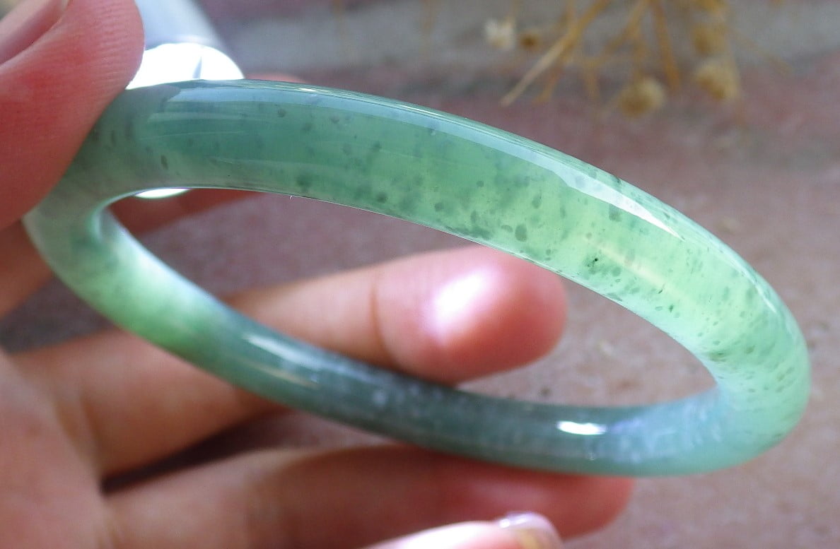 Icy Green Natural A JADE Jadeite Circle Bangle Bracelet 58 mm 683887 TN