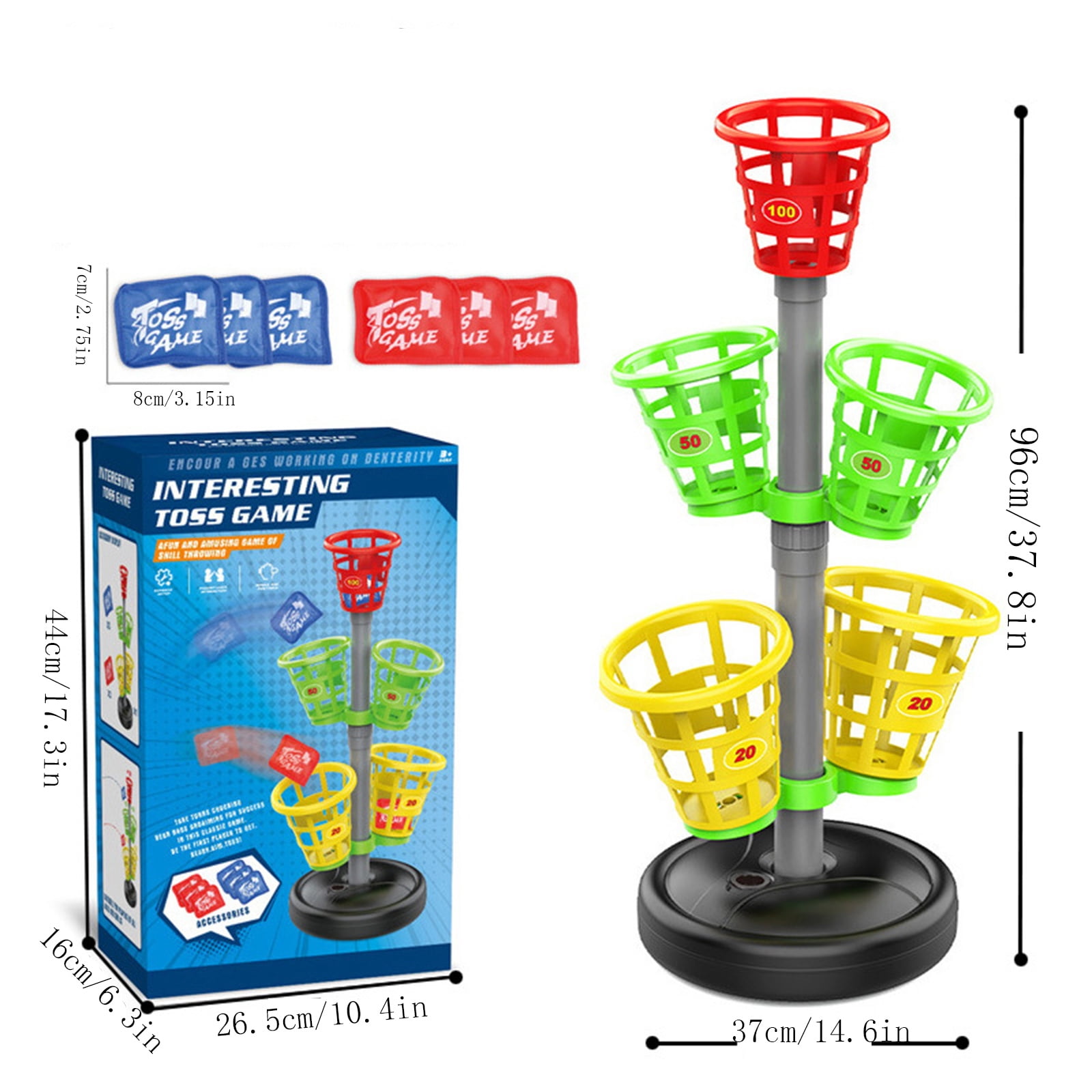 Multi-Basket Tower Target Bag Toss Game Set, Interactive Indoor and Outdoor Throwing, Fun and Competitive Yard Game for Adults and Family, Portable and Easy Setup，As Shown