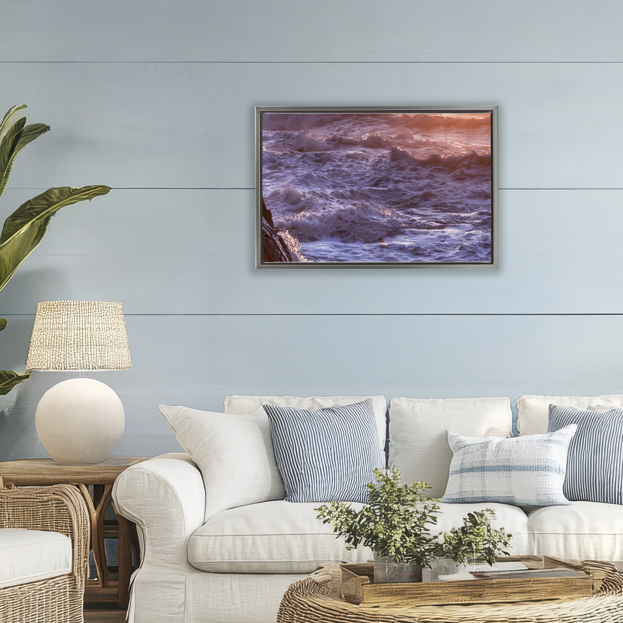 Stupell Industries Siren Song Rocky Shore Gray Framed Floater Canvas Wall Art, design by Shelley Carlisle