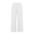 thumbnail image 5 of Summer Linen Capri Pants for Women Elastic High Waist Wide Leg Capris Casual Loose Beach Cropped Trousers White XL, 5 of 7