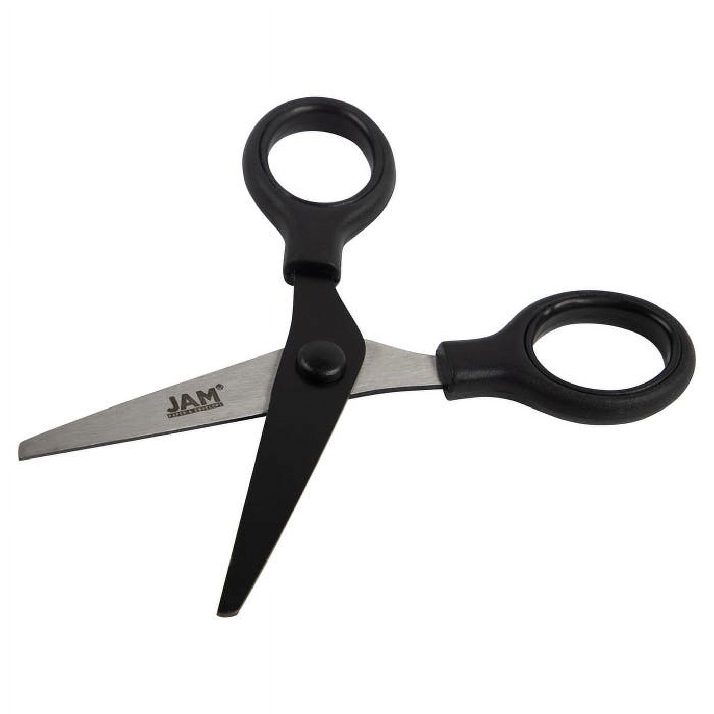 JAM Paper Multi-Purpose Mini Scissors, 5in, Black, Soft Grip & Stainless Steel Precision Blades, 1/Pack
