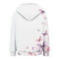 thumbnail image 6 of zaveiop Womens Oversized Hoodies Floral Butterfly Print Full Zip Long Sleeve Fall Sweatshirt Workout Drawstring Jackets with Pockets (Z2-White, M), 6 of 7