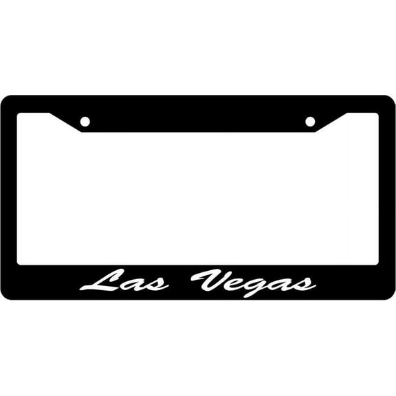 Las Vegas Script Black Plastic License Plate Frame EBS