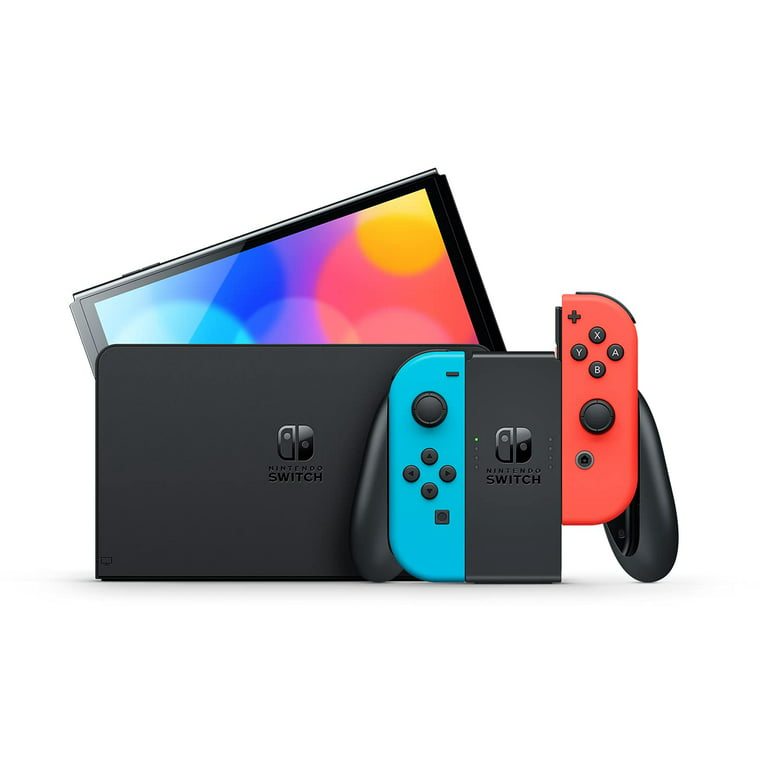 jord halskæde bundet Newest Nintendo Switch (OLED Model) Neon Red & Neon Blue Joy Con 64GB  Console Bundle w/ AIEC Accessory - Walmart.com