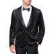 thumbnail image 1 of INSPIRE CHIC Blazers de Hombre de Terciopelo con Solapa en Pico, Argyle, de Un Botón, Brillantes, Color Negro, 1 of 5