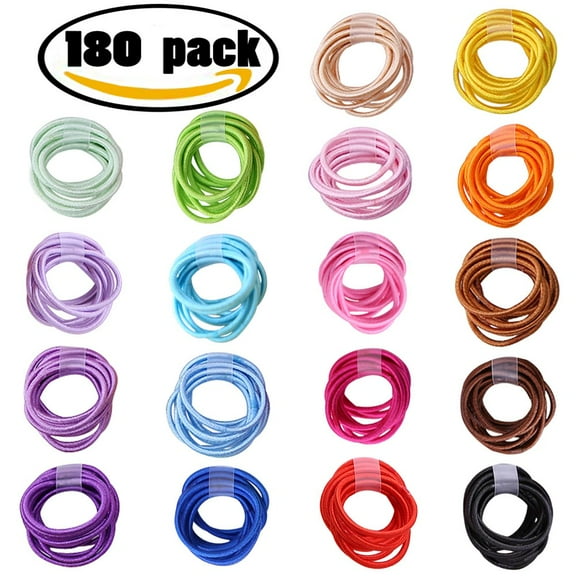 180pcs 2mm Mix Colors Baby Elastic Hair Ties Finger Hair Ties Hair Bands Holders Headband Hair Accessories for Baby Girls Infants Toddlers