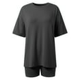 thumbnail image 7 of WAYUTE 2 Piece Sets for Women Round Neck Versatile Comfortable Solid Color Casual Travel Summer Loungewear Matching Clothing, 7 of 7