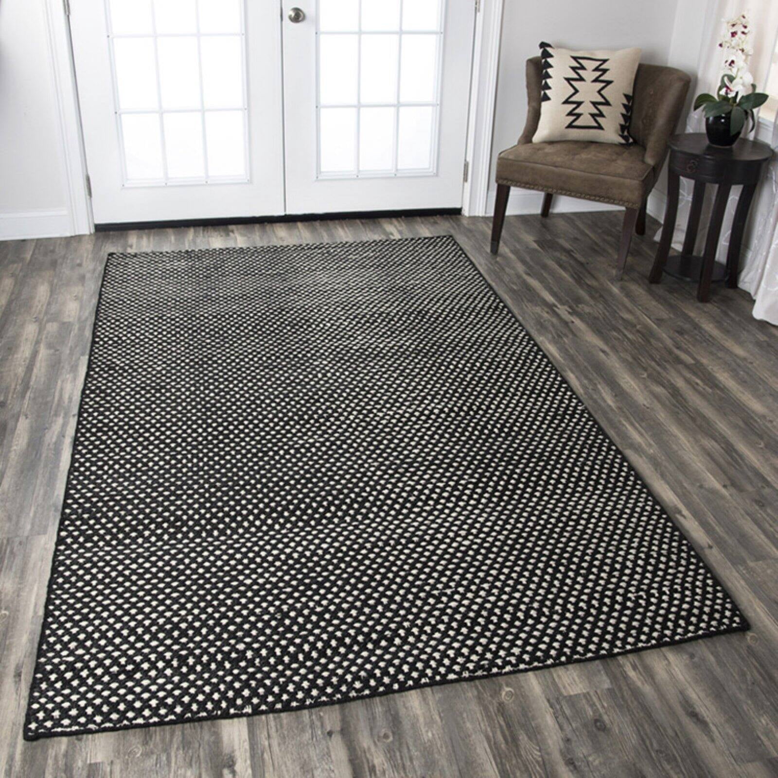 Rizzy Rugs Ellington Area Rug EG9038 Black Solid Hand-Loomed 8' x 10' Rectangle