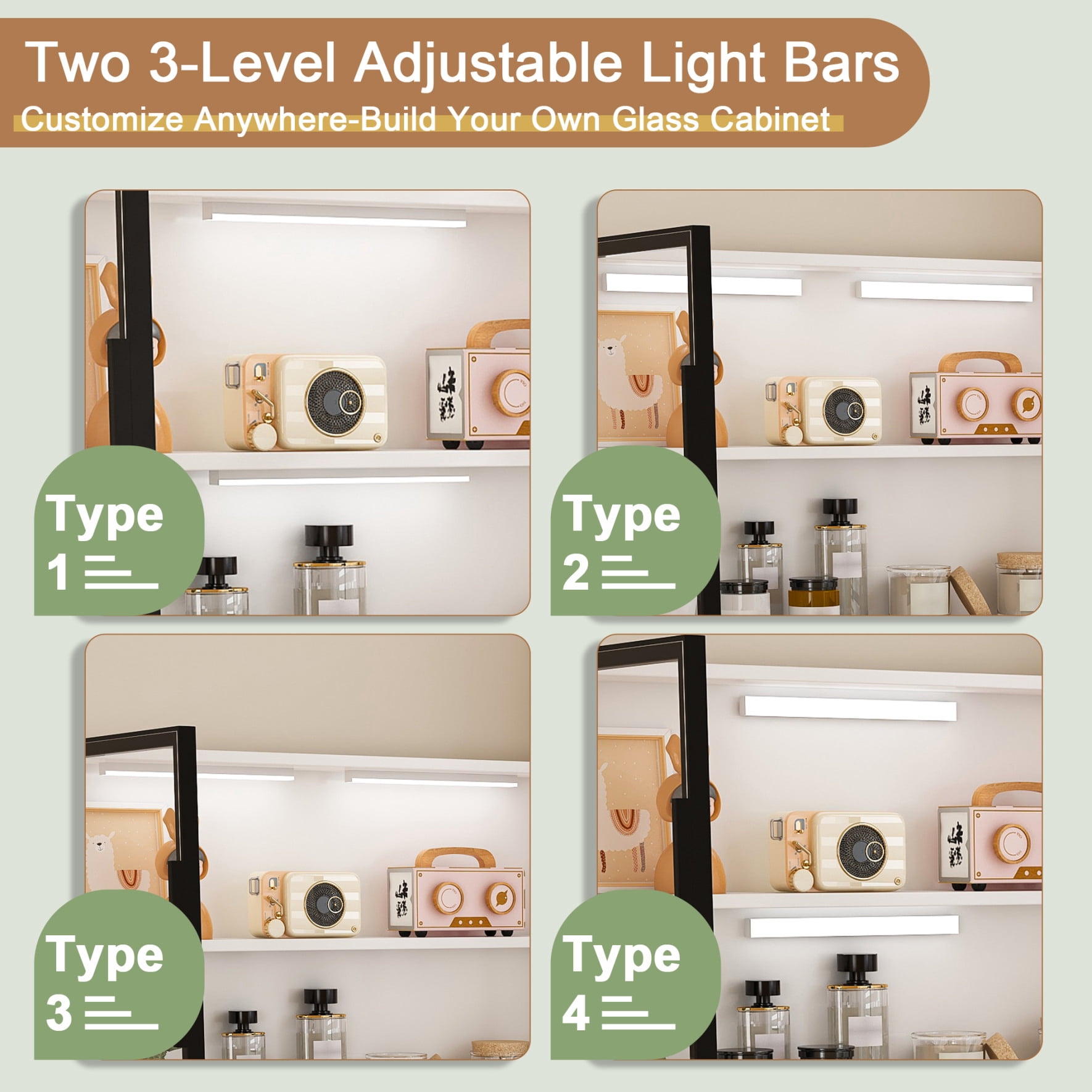 L Shaped Corner Desk with LED Lighting and Charging Ports, Home Office Desk with Keyboard Tray, Glass Cabinets and 3 Drawers, White