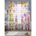 thumbnail image 2 of Watercolor Gnomes Floral Sheer Curtains 84 Inch Length 2 Panels Set Window Treatments, Spring Butterflies Flowers Pink Plaid Rod Pocket Semi Curtains for Living Room/Bedroom/Kitchen, 104"W x 84"L, 2 of 7