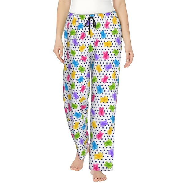 Balery Bear And Polka Dot Pantalones de pijama para mujer, pijamas ultraligeros, pantalones de estar por casa-Medium