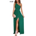 thumbnail image 4 of 2022 Europe and America Cross Border New Sexy Solid Color One Shoulder Hollow-out Halter High Waist Slit Extra Long Dress Women's Clothing, 4 of 6
