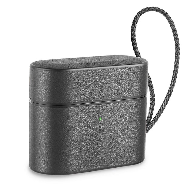 Estuche de cuero para auriculares inalámbricos Airpods 3 compatible con carga inalámbrica y luz LED visible en color negro