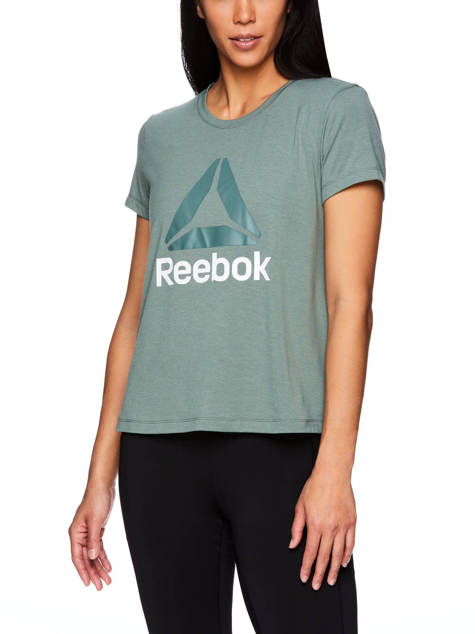 Reebok Women's Ultimate Slinky Jersey Logo Cropped Tee