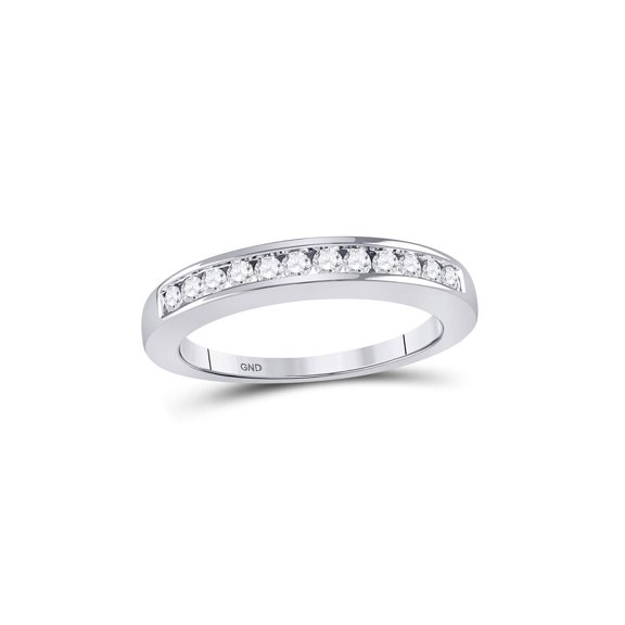 FB Jewels 14kt White Gold Womens Round Diamond Wedding Channel Set Band 1/4 Cttw Size 4