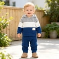 thumbnail image 6 of WhouRiu Boys Casual Ribbed Knit Outfits Autumn Cozy Pullover Hoodies And Pants Sets Baby Clothes, 6 of 9