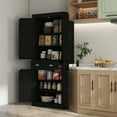 thumbnail image 2 of HOMCOM Kitchen Storage Cabinet, Tall Pantry with Drawer Black Wood Grain, 2 of 10
