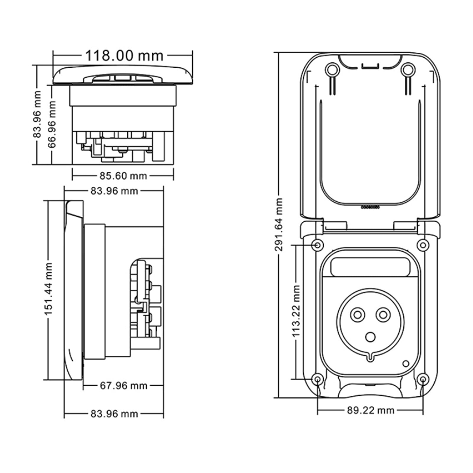 RV Camper 16A External Flush Hook Up Waterproof Socket Apply To Caravan Camper Accessories ,Easy Installation