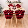 thumbnail image 5 of 4 Pcs Christmas Santa Hat Chair Covers Dining Table Chair Slipcovers Buffalo Plaid Xmas Protective Chair Back Slipcovers for Holiday Kitchen Home Xmas Decor, 5 of 10