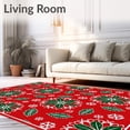 thumbnail image 2 of ODIKA 8'x10' Machine Washable Non-Slip Area Rug, Festive Holly Berry with Intricate Snowflake Filigree Design High Traffic Rug with Pad, Red, 739318, 2 of 8