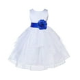 thumbnail image 2 of Ekidsbridal Girl Pageant Flower Girl Dress - White Tiered Organza with Bow Sash 4613T-A (Size: S-12), 2 of 3