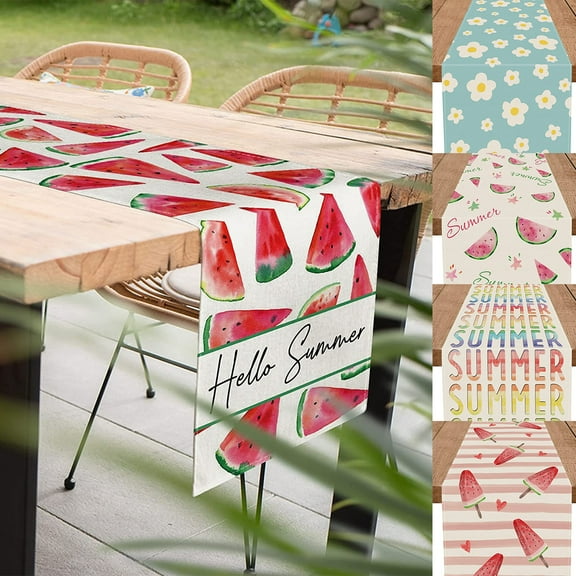 Summer Table Runner Watermelon Heart Stripes Spring Summer Table Decorations Seasonal Dresser Home Kitchen Dining Table Party Decor 13 x 72 Inch