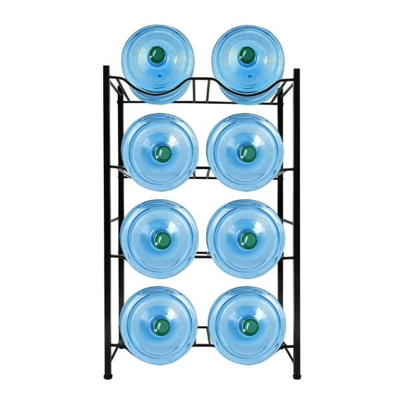 Wildnix Durable Water Jug Rack for 8 Bottles, 4-Tier Carbon Steel Storage Stand with Easy Access, Anti-Corrosion, Space-Saving Design for 5-Gallon Water Bottles